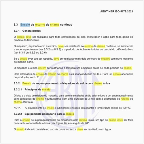 Como deve ser o ensaio de retorno de chama contínuo?