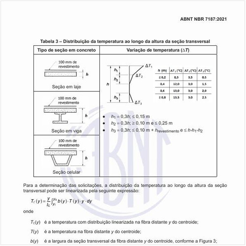 Qual é a distribuição da temperatura ao longo da altura da seção transversal para diferentes alturas da seção transversal e de pavimentação?