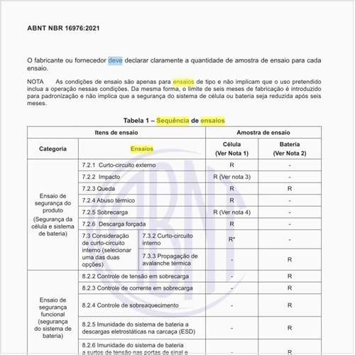 Qual deve ser a sequência de ensaios nos produtos?