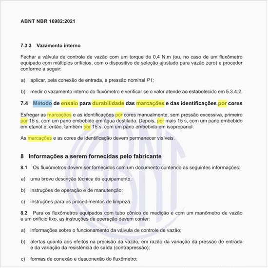 Qual é o método de ensaio para durabilidade das marcações e das identificações por cores?