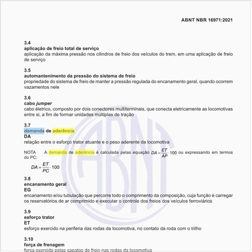 Qual deve ser a demanda de aderência (DA) de uma locomotiva?