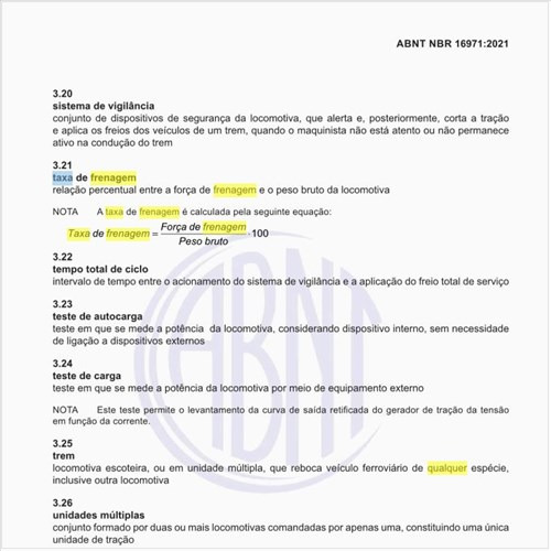 Qual é a taxa de frenagem de uma locomotiva?