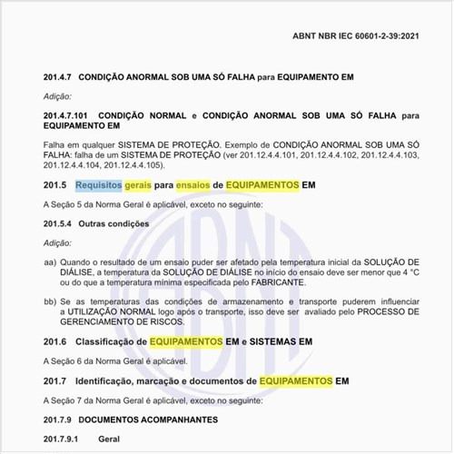 Quais são os requisitos gerais para ensaios de equipamentos EM?