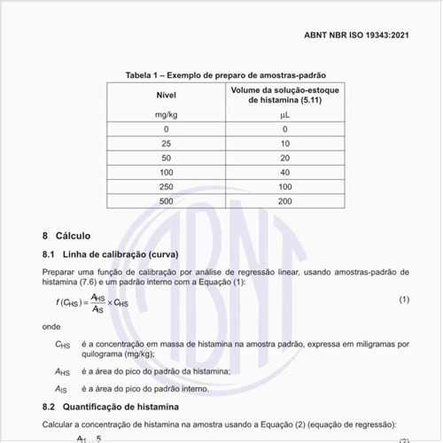 Como deve ser feita a quantificação de histamina?