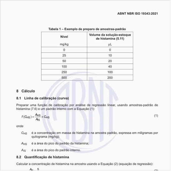Como deve ser feita a quantificação de histamina?