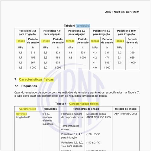 Quais são as características físicas dos tubos?