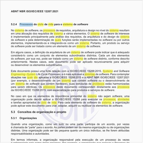 Quais são os processos do ciclo de vida para o sistema de software?