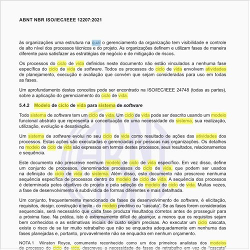 Qual é o modelo de ciclo de vida para o sistema de software?