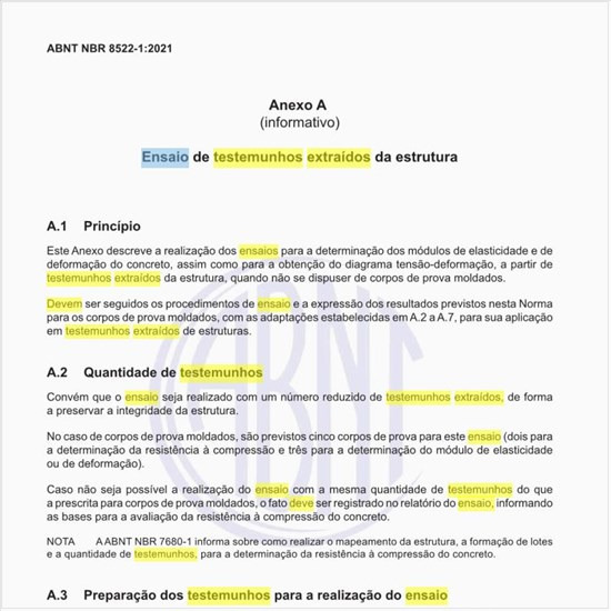 Como deve ser feito o ensaio de testemunhos extraídos da estrutura?
