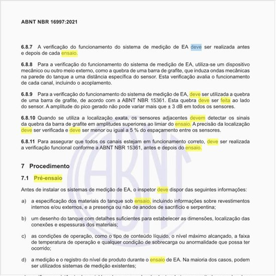 Para o ensaio, como deve ser feita a montagem dos sensores?