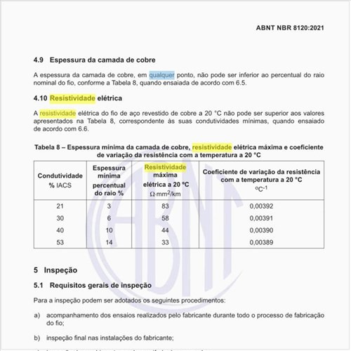 Qual deve ser a resistividade elétrica?