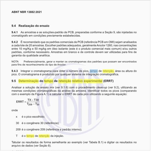 Como realizar a determinação do tempo de retenção relativo experimental (ERRT)?