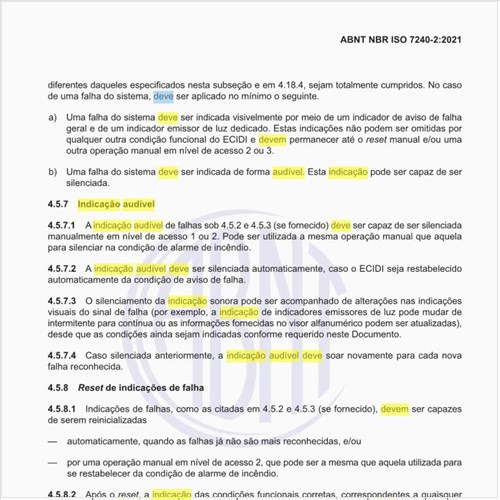 Como deve ser a indicação audível de falhas?