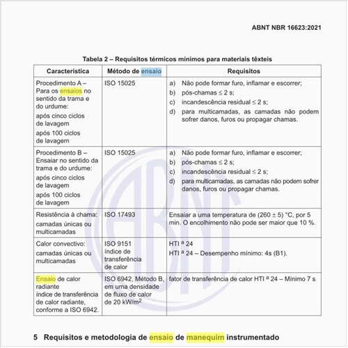 Qual a condição de ensaio de manequim instrumentado?