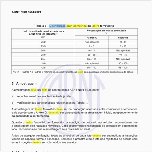 Como deve ser feita a distribuição granulométrica do lastro ferroviário?
