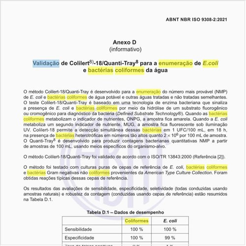 Como fazer a validação de Colilert8) - 18/Quanti-Tray8 para a enumeração de E.coli e bactérias coliformes da água?