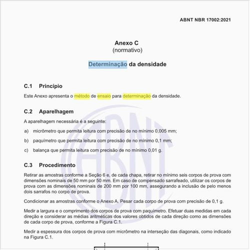 Qual o método de ensaio para determinação da densidade?