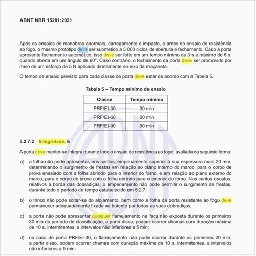 Qual deve ser o limite de integridade da porta?