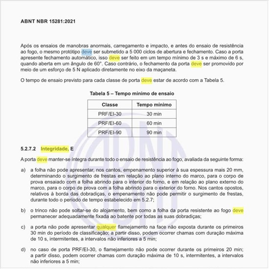 Qual deve ser o limite de integridade da porta?