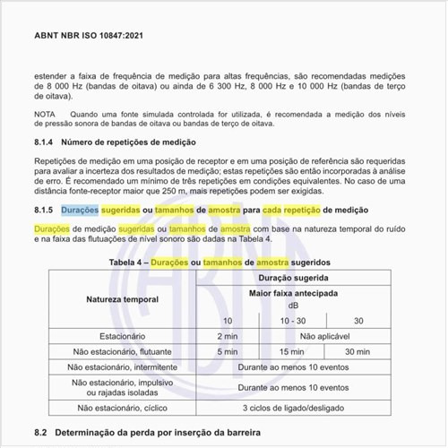 Quais devem ser as durações sugeridas ou tamanhos de amostra para cada repetição de medição?