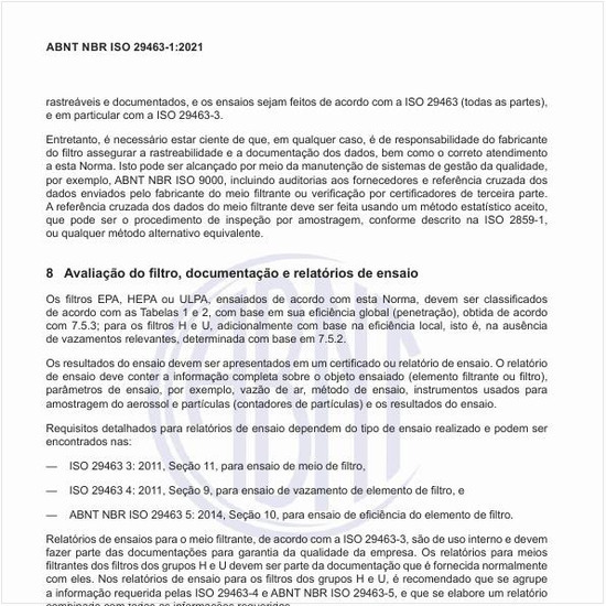 Como deve ser feita a avaliação do filtro, a documentação e os relatórios de ensaio?