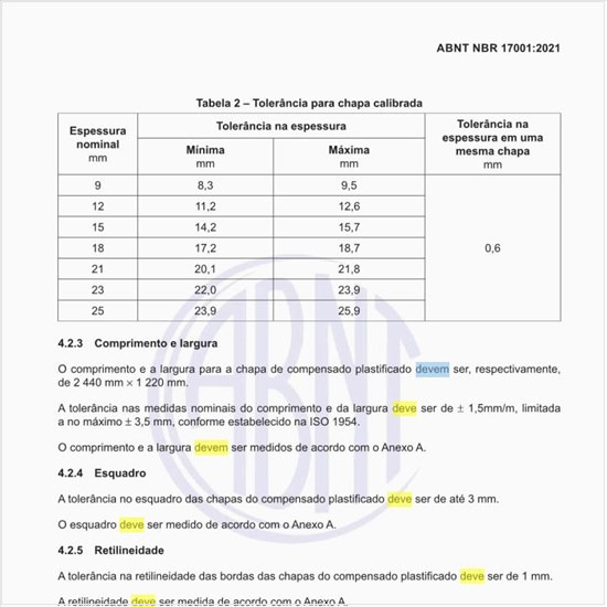 Qual deve ser a resistência aos ataques químicos?