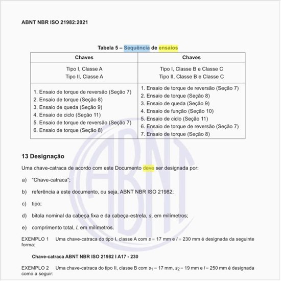 Qual deve ser a sequência de ensaios das chaves?