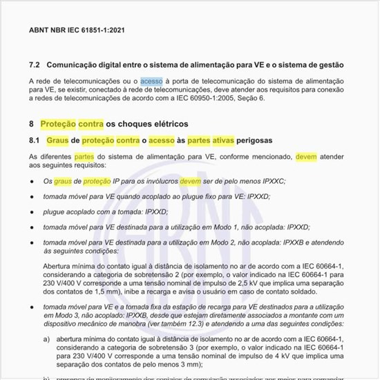 Quais devem ser os graus de proteção contra o acesso às partes ativas perigosas?
