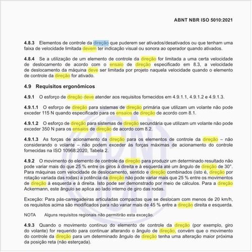 Como deve ser a pista de ensaio de direção dessas máquinas?