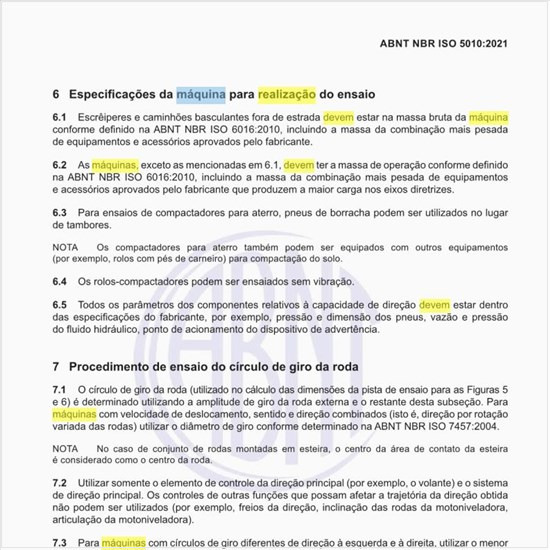 Quais devem ser as especificações da máquina para realização do ensaio?