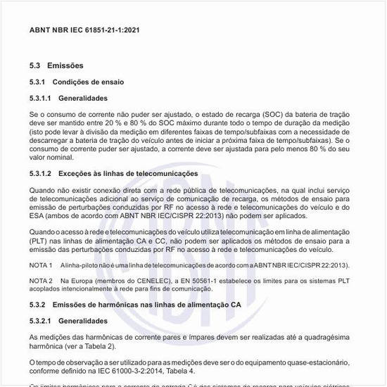 Quais são as emissões de harmônicas nas linhas de alimentação ca?