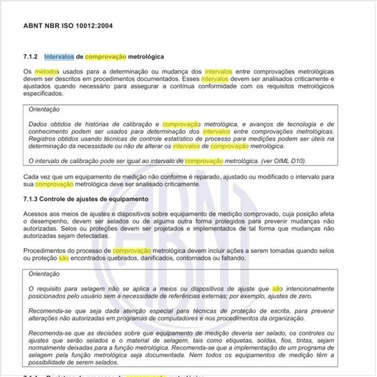 Quais são os métodos para os intervalos de comprovação metrológica?