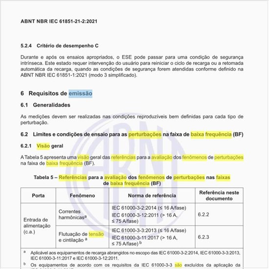 Quais são as referências para a avaliação dos fenômenos de perturbações nas faixas de baixa frequência (BF)?