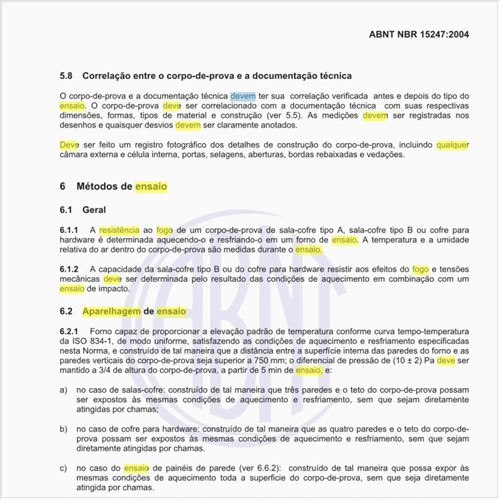 Qual deve ser a aparelhagem de ensaio para resistência ao fogo de sala-cofre?