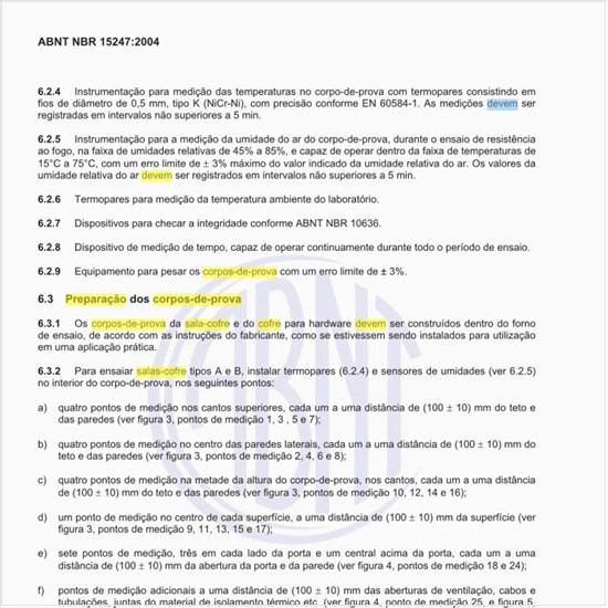 Como deve ser a preparação dos corpos-de-prova da sala-cofre e do cofre para hardware?