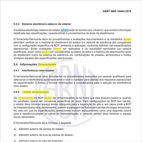 Quais devem ser os limites dimensionais dos componentes da BCP?