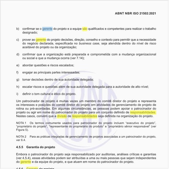Quais são as responsabilidades do gerente do projeto?