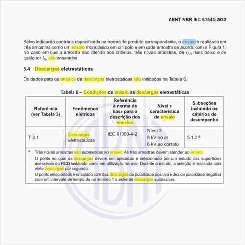 Quais são as condições de ensaio às descargas eletrostáticas?