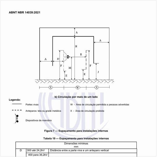 Como deve ser executado o espaçamento para instalações internas?