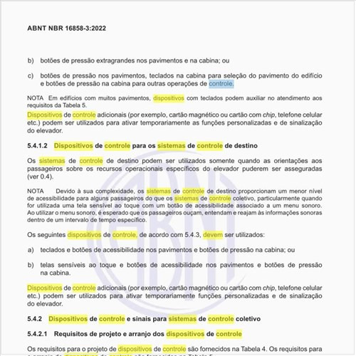 Quais devem ser os dispositivos de controle para os sistemas de controle de destino?