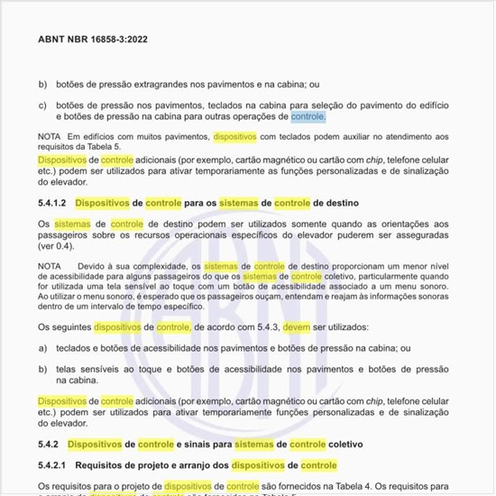 Quais devem ser os dispositivos de controle para os sistemas de controle de destino?
