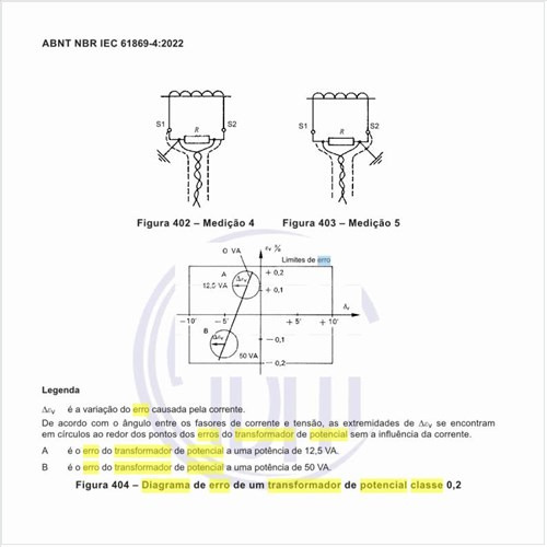 Qual é o diagrama de erro de um transformador de potencial classe 0,2?