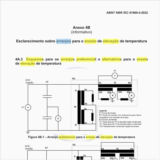 Quais são os esquemas para os arranjos preferencial e alternativos para o ensaio de elevação de temperatura?