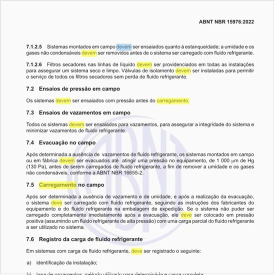 Como deve ser feito o carregamento no campo?
