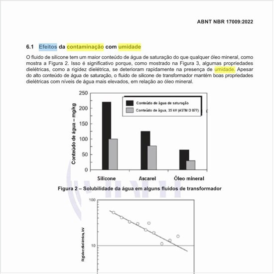 Quais são os efeitos da contaminação com umidade no fluido de silicone?