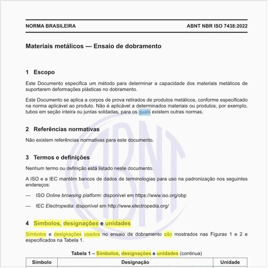 Quais são os símbolos, designações e unidades usados nessa norma?