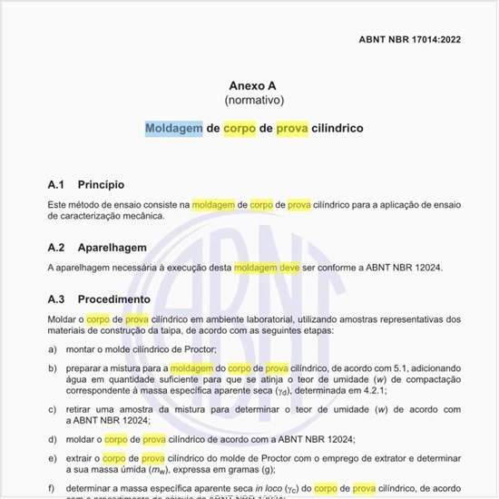 Como deve ser executada a moldagem de corpo de prova cilíndrico?