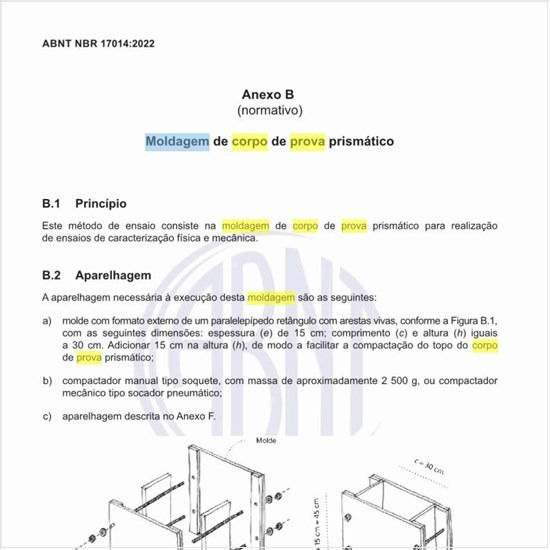 Como deve ser feita a moldagem de corpo de prova prismático?