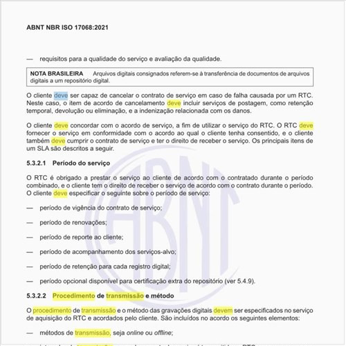 Como deve ser o procedimento de transmissão e método?