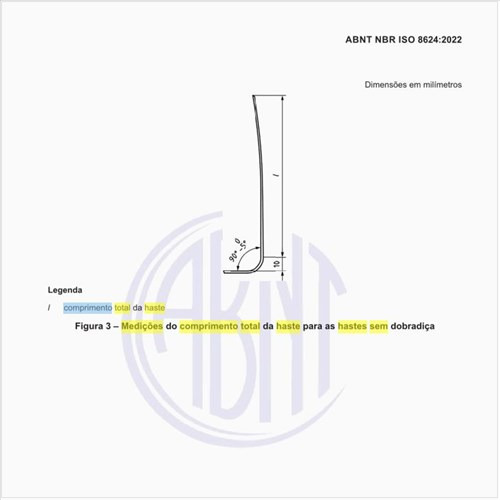 Quais as medições a serem feitas do comprimento total da haste para as hastes sem dobradiça?